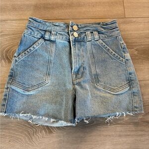 Frame Frayed Hem Denim Shorts